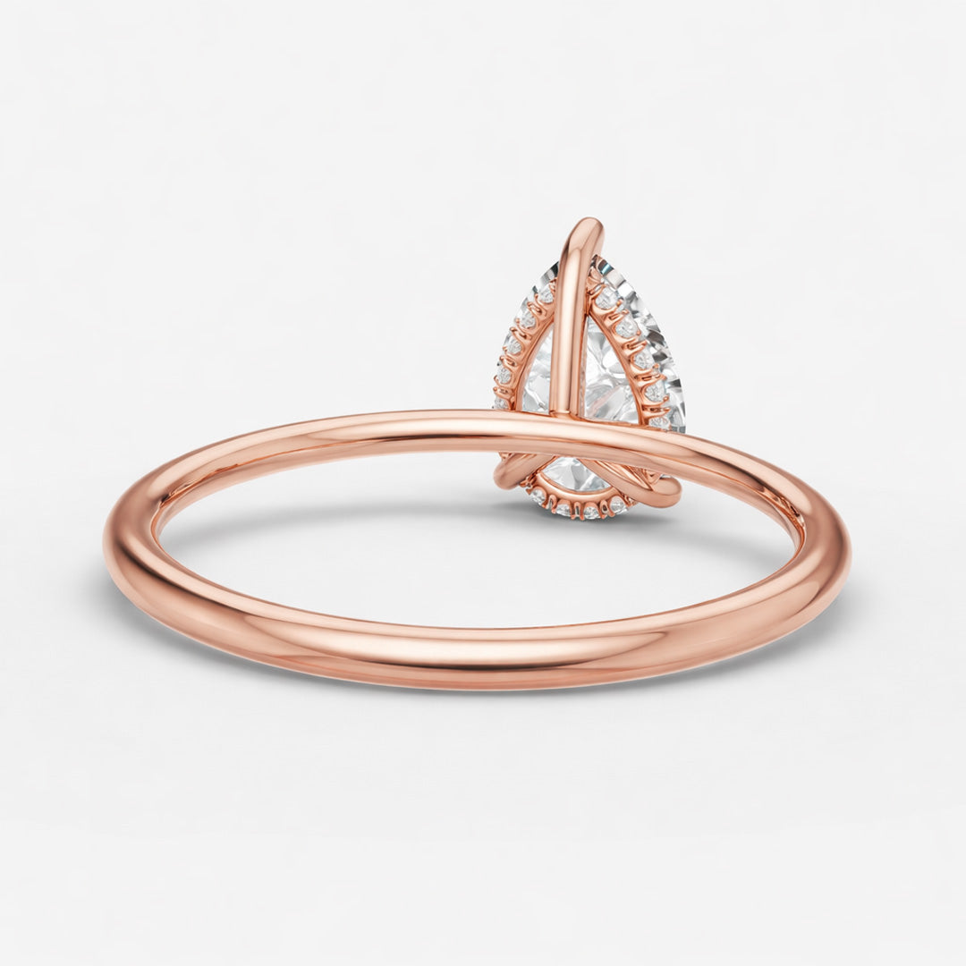 Hidden Halo Ring - Pear