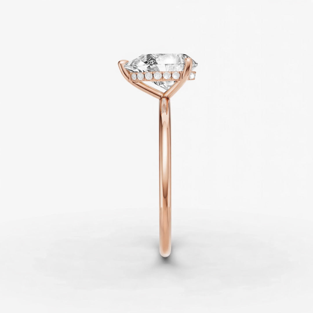 Hidden Halo Ring - Pear