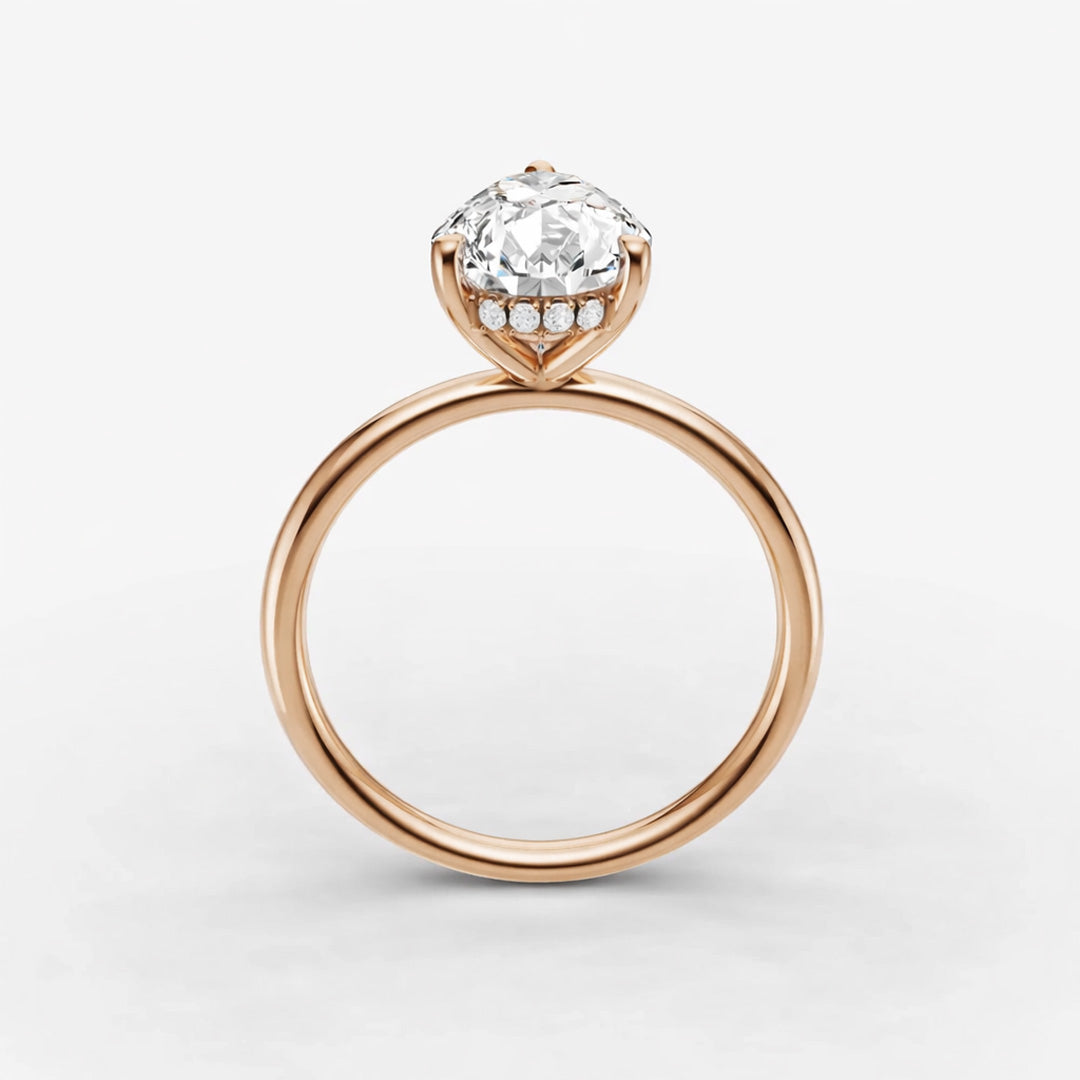Hidden Halo Ring - Pear