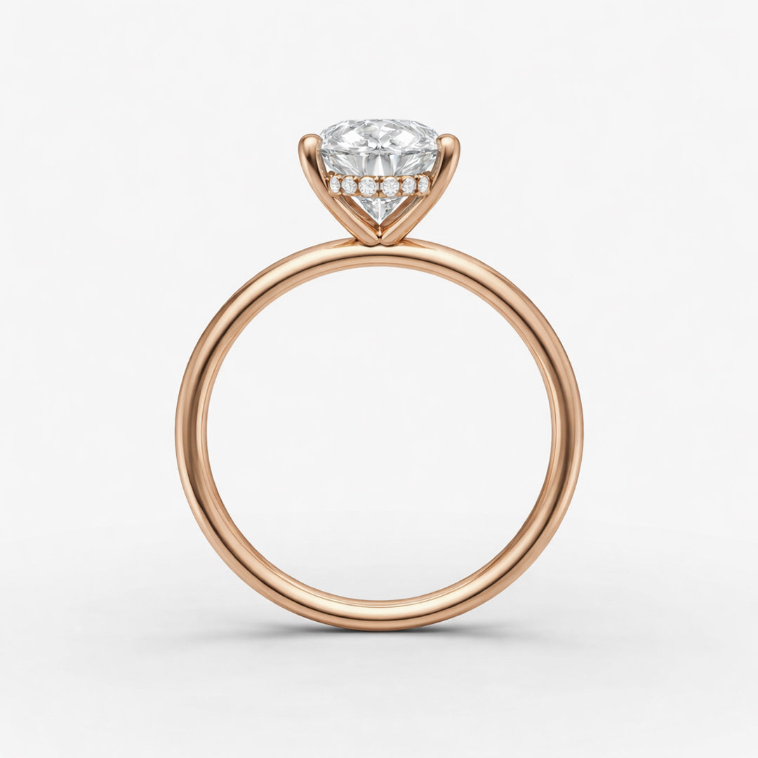 Hidden Halo Ring - Pear