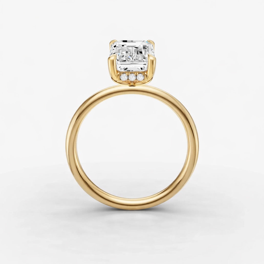 Hidden Halo Ring - Emerald