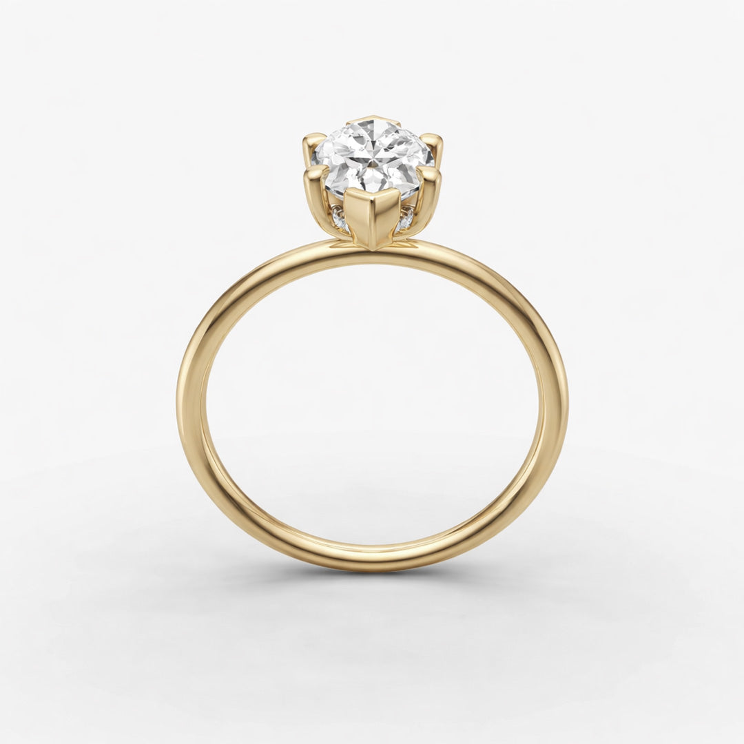 Hidden Halo Ring - Marquise