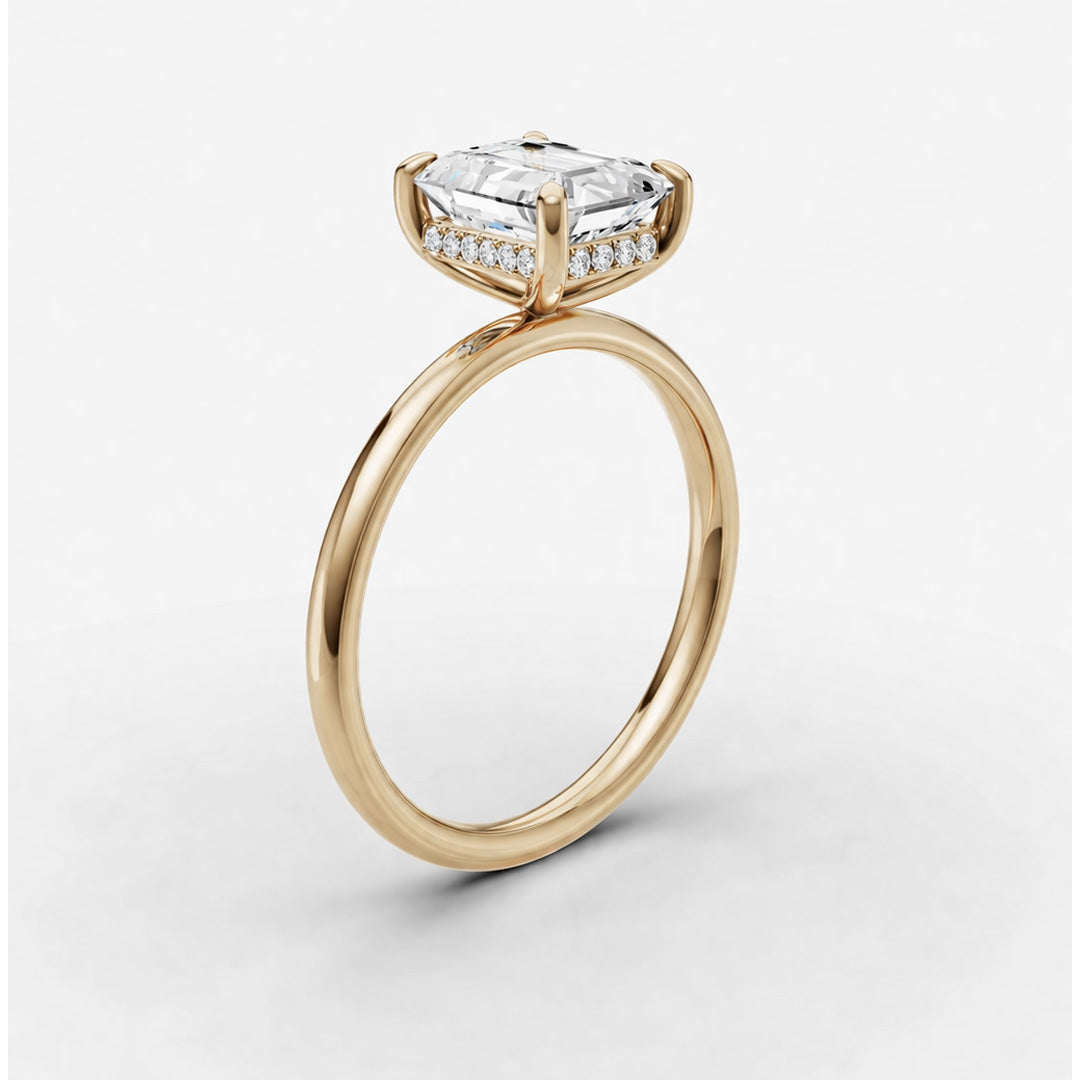Hidden Halo Ring - Emerald