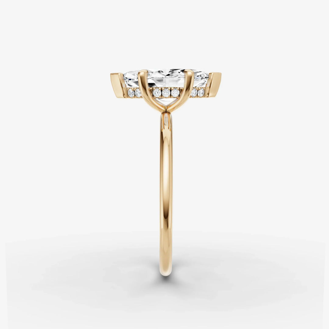 Hidden Halo Ring - Marquise