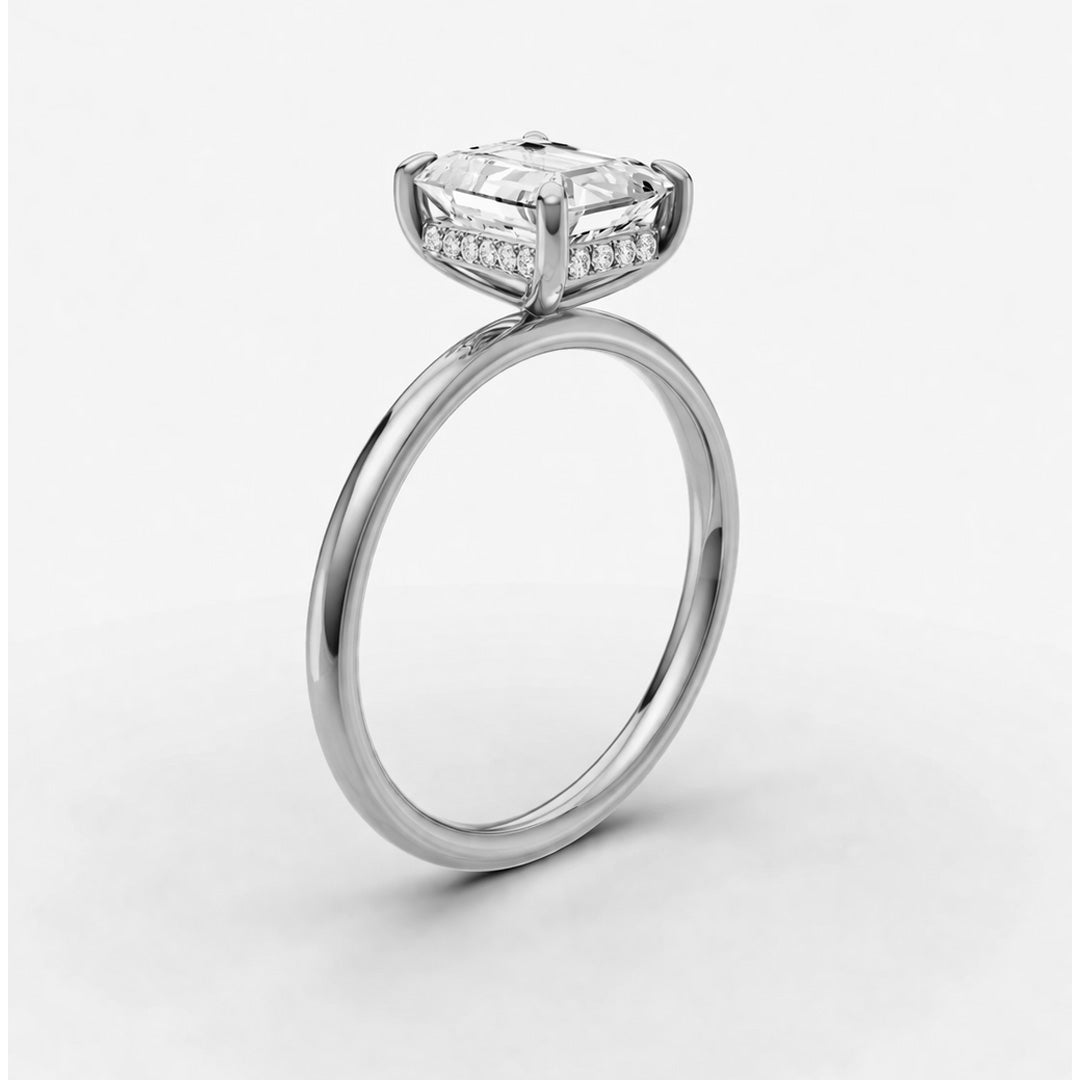 Hidden Halo Ring - Emerald