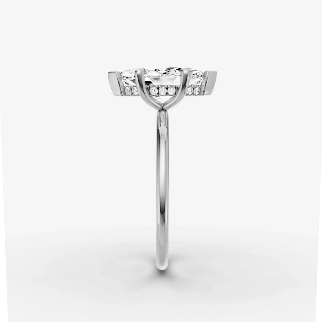Hidden Halo Ring - Marquise