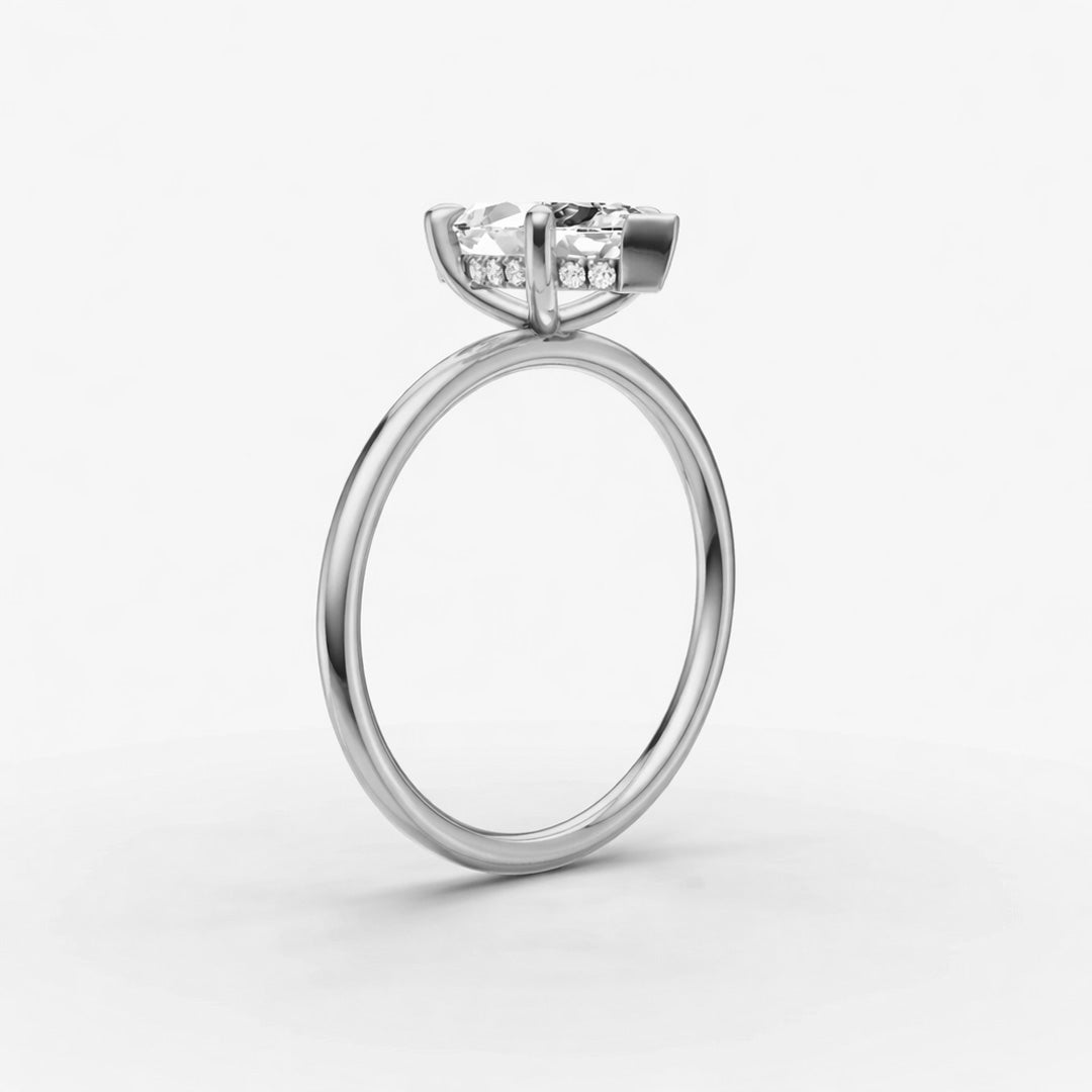 Hidden Halo Ring - Marquise