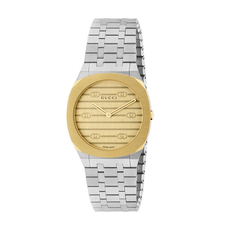 Gucci 25H 30mm — Gold-Tone Dial, Two-Tone Steel | YA163502