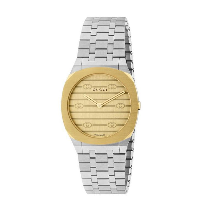 Gucci 25H 30mm — Gold-Tone Dial, Two-Tone Steel | YA163502