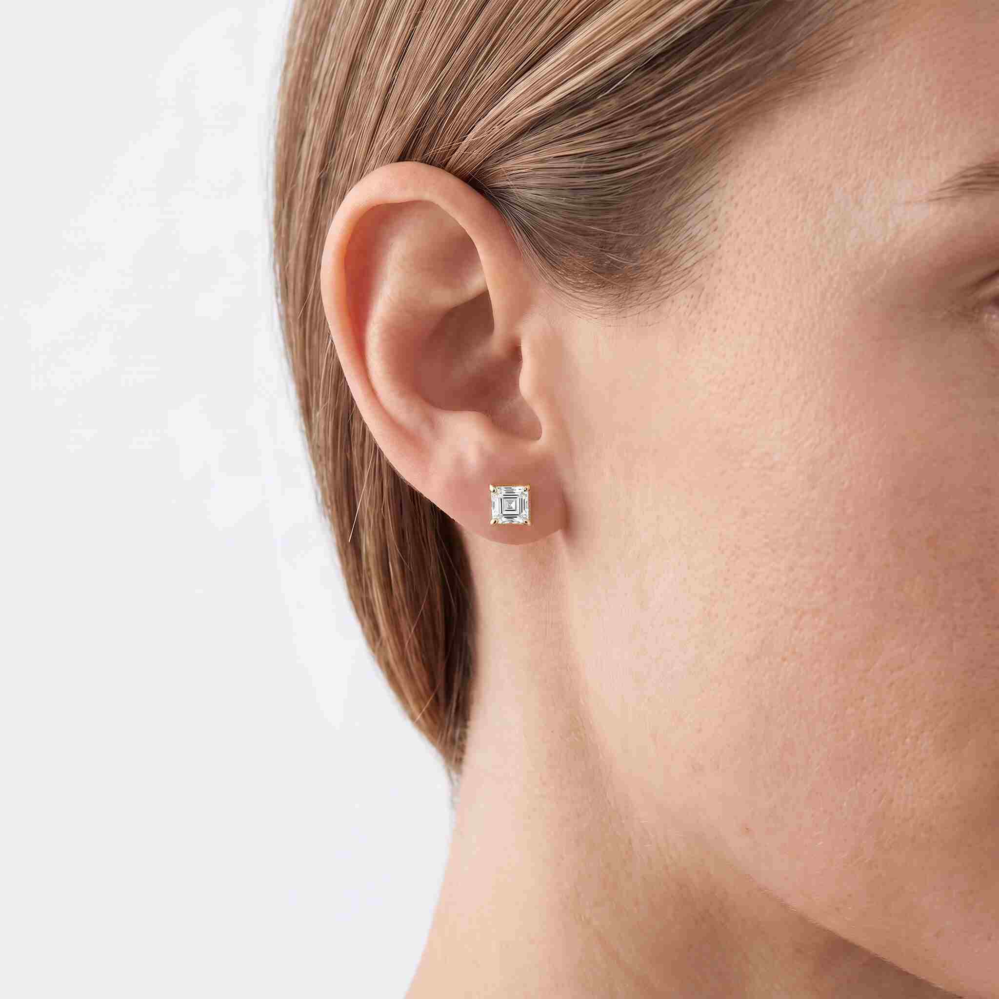 Asscher Cut Lab Diamond Stud Earrings (0.50 ct. tw.) in Gold Vermeil