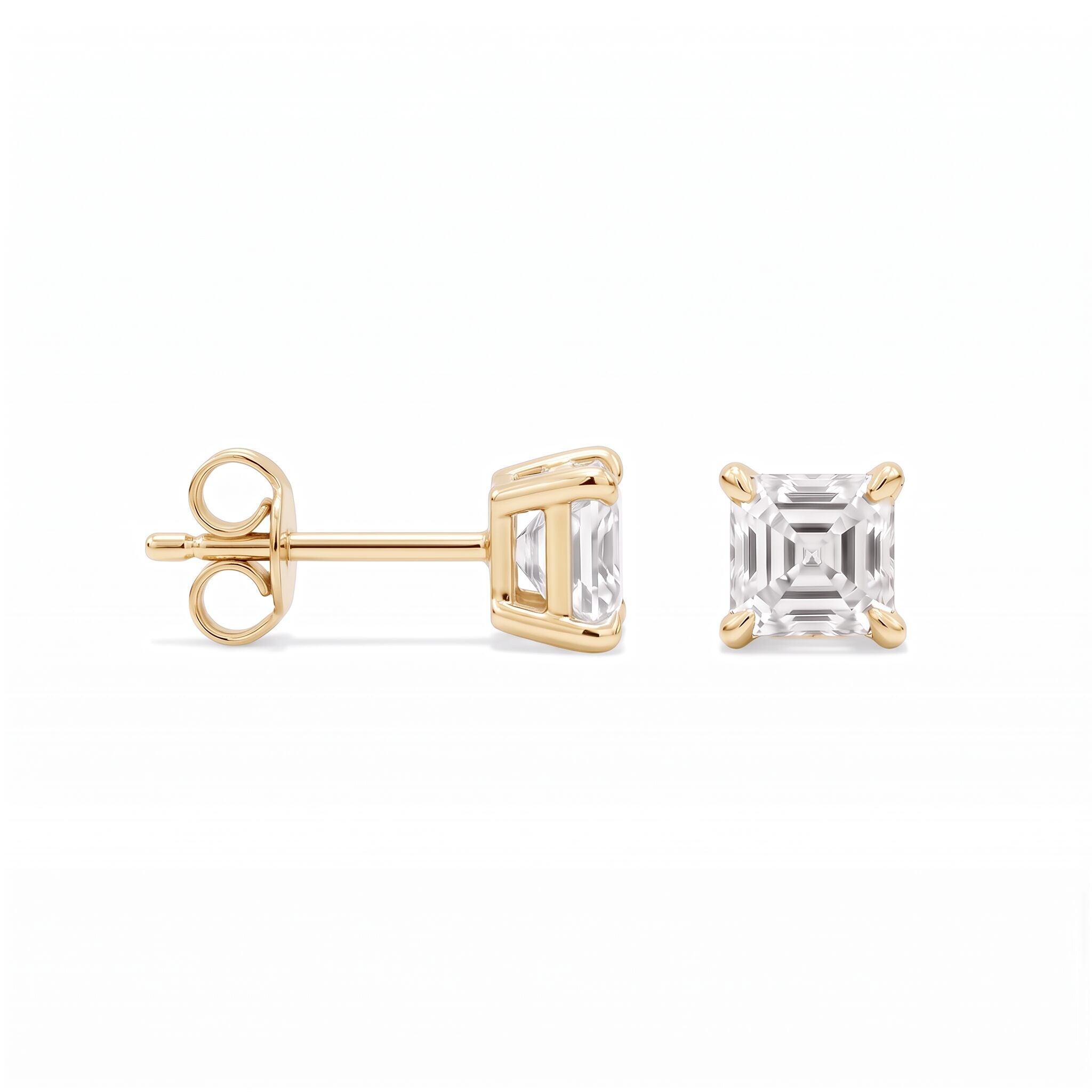 Asscher Cut Lab Diamond Stud Earrings (0.50 ct. tw.) in Gold Vermeil