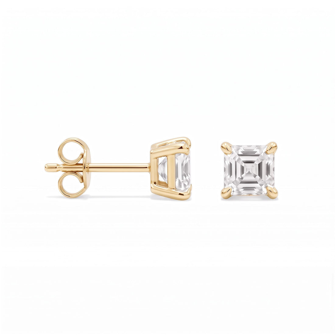 Asscher Cut Lab Diamond Stud Earrings (0.50 ct. tw.) in Gold Vermeil