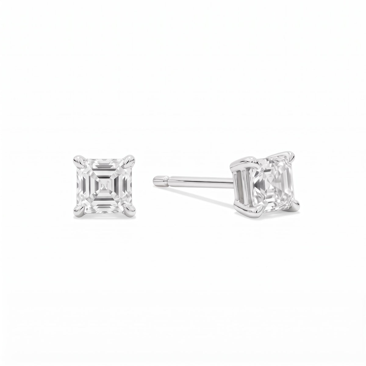 Asscher Cut Lab Diamond Stud Earrings (0.50 ct. tw.) in Sterling Silver