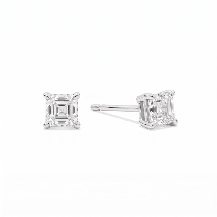 Asscher Cut Lab Diamond Stud Earrings (0.50 ct. tw.) in Sterling Silver