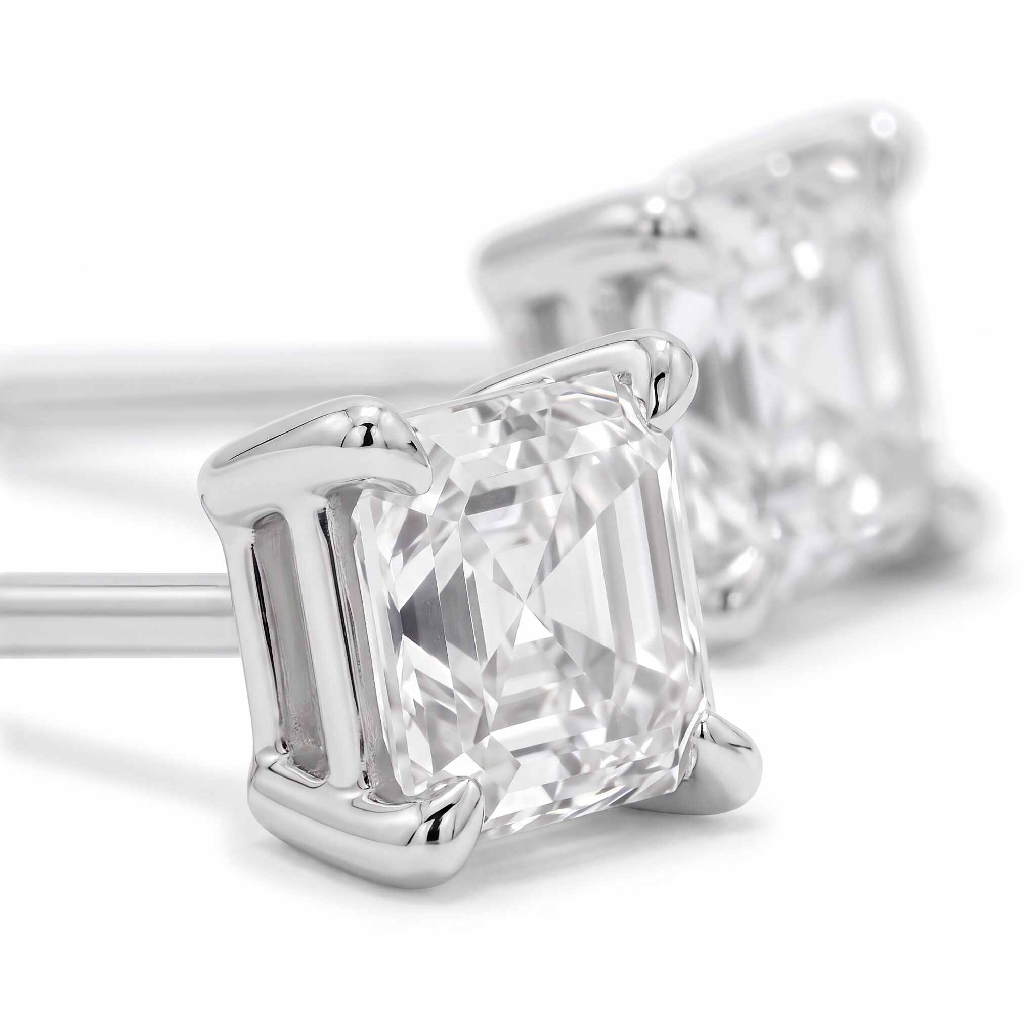 Asscher Cut Lab Diamond Stud Earrings (0.50 ct. tw.) in Sterling Silver