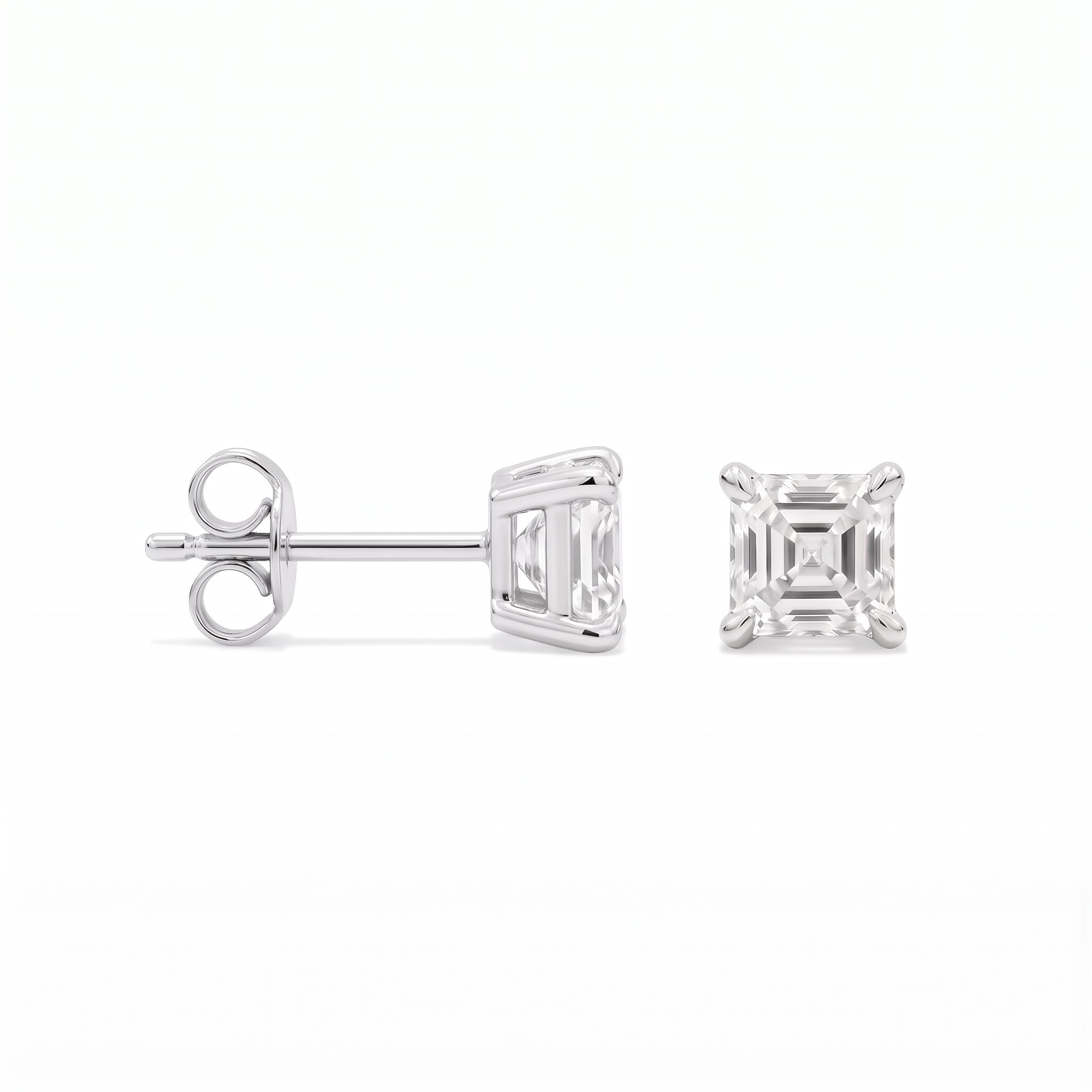 Asscher Cut Lab Diamond Stud Earrings (0.50 ct. tw.) in Sterling Silver