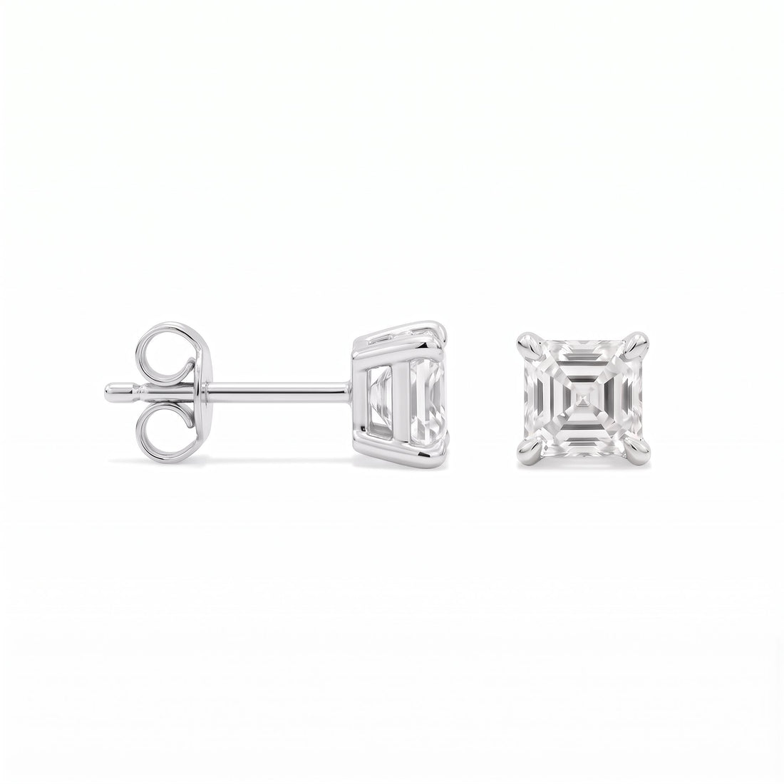 Asscher Cut Lab Diamond Stud Earrings (0.50 ct. tw.) in Sterling Silver