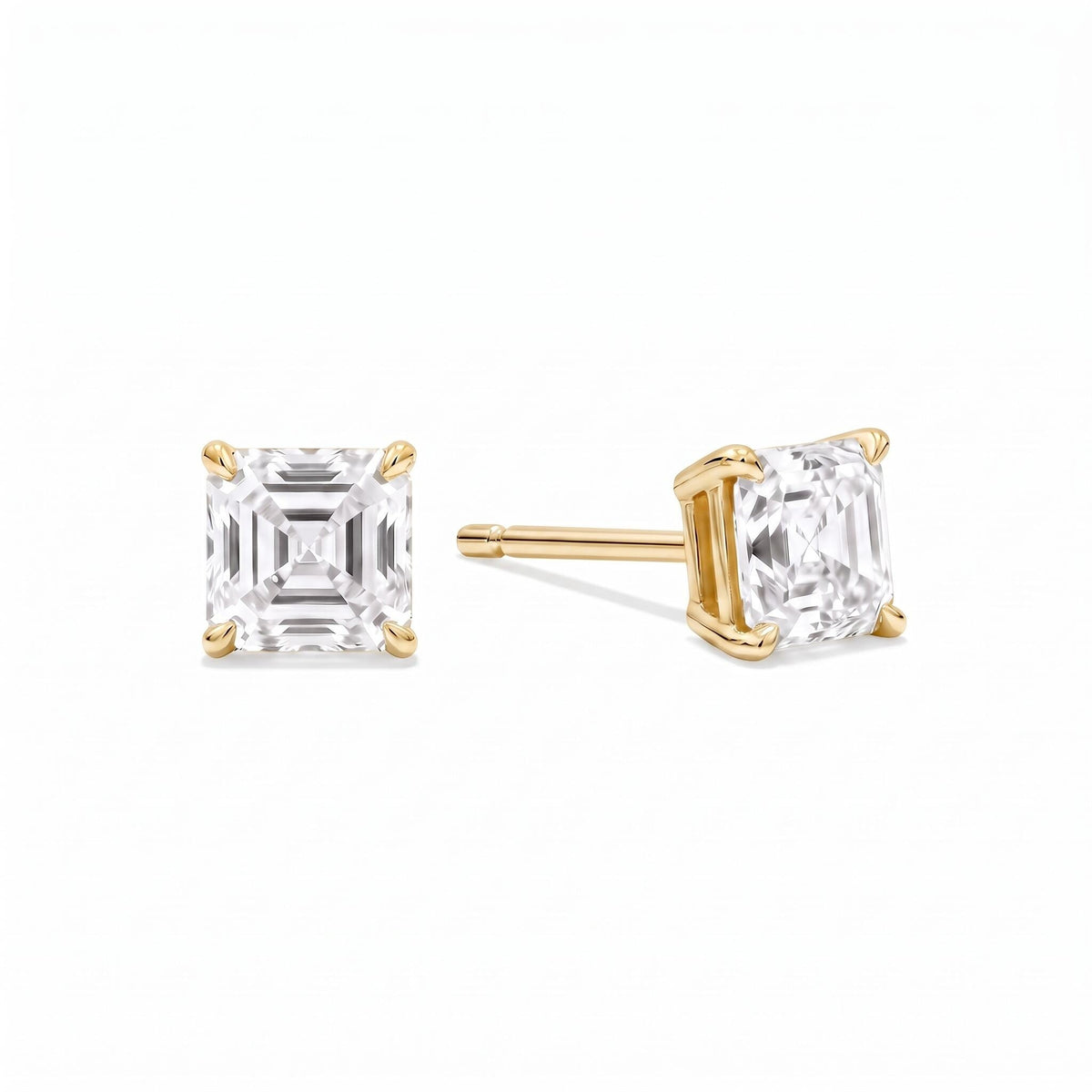 Asscher Cut Lab Diamond Stud Earrings (1.5 ct. tw.) in Gold Vermeil