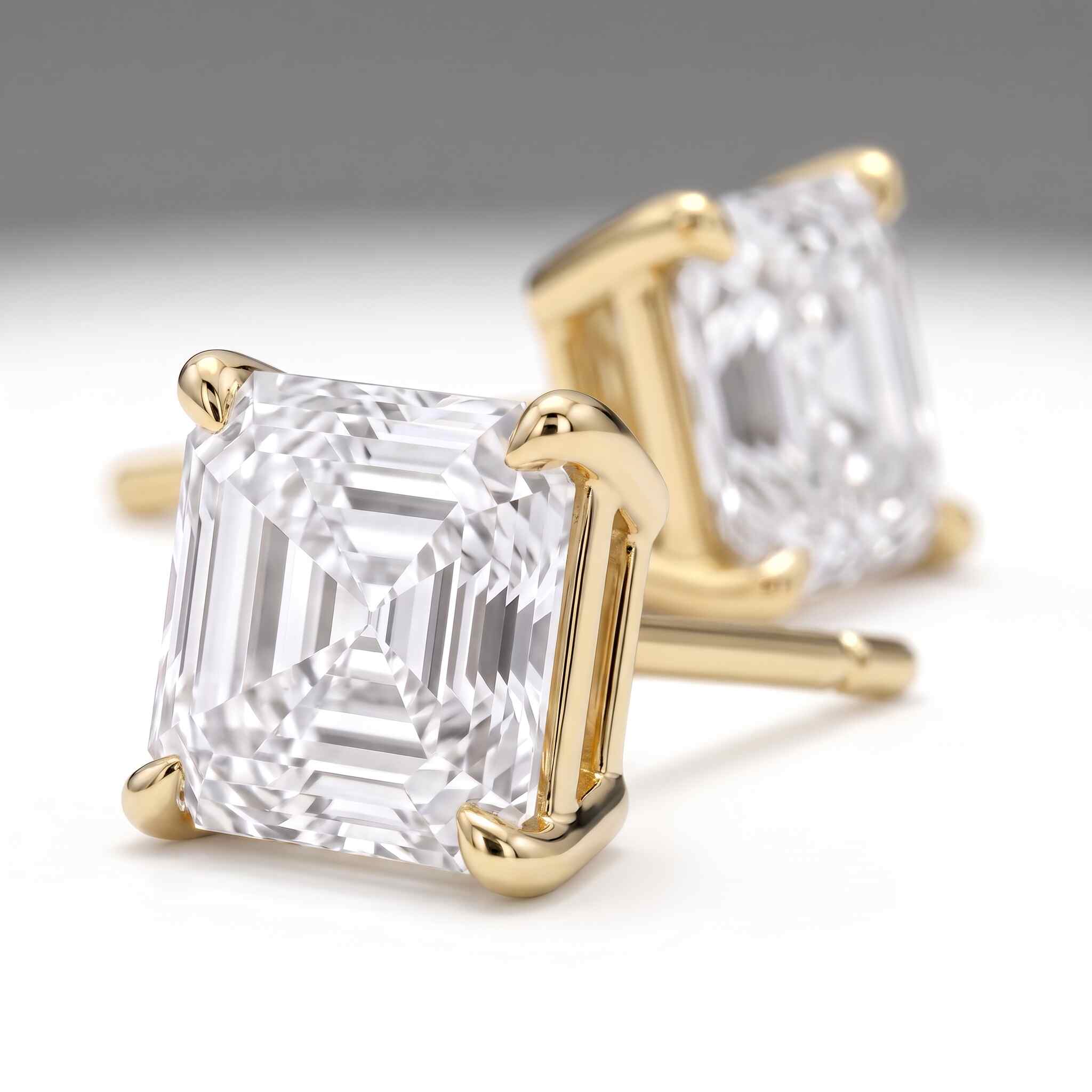 Asscher Cut Lab Diamond Stud Earrings (1.5 ct. tw.) in Gold Vermeil