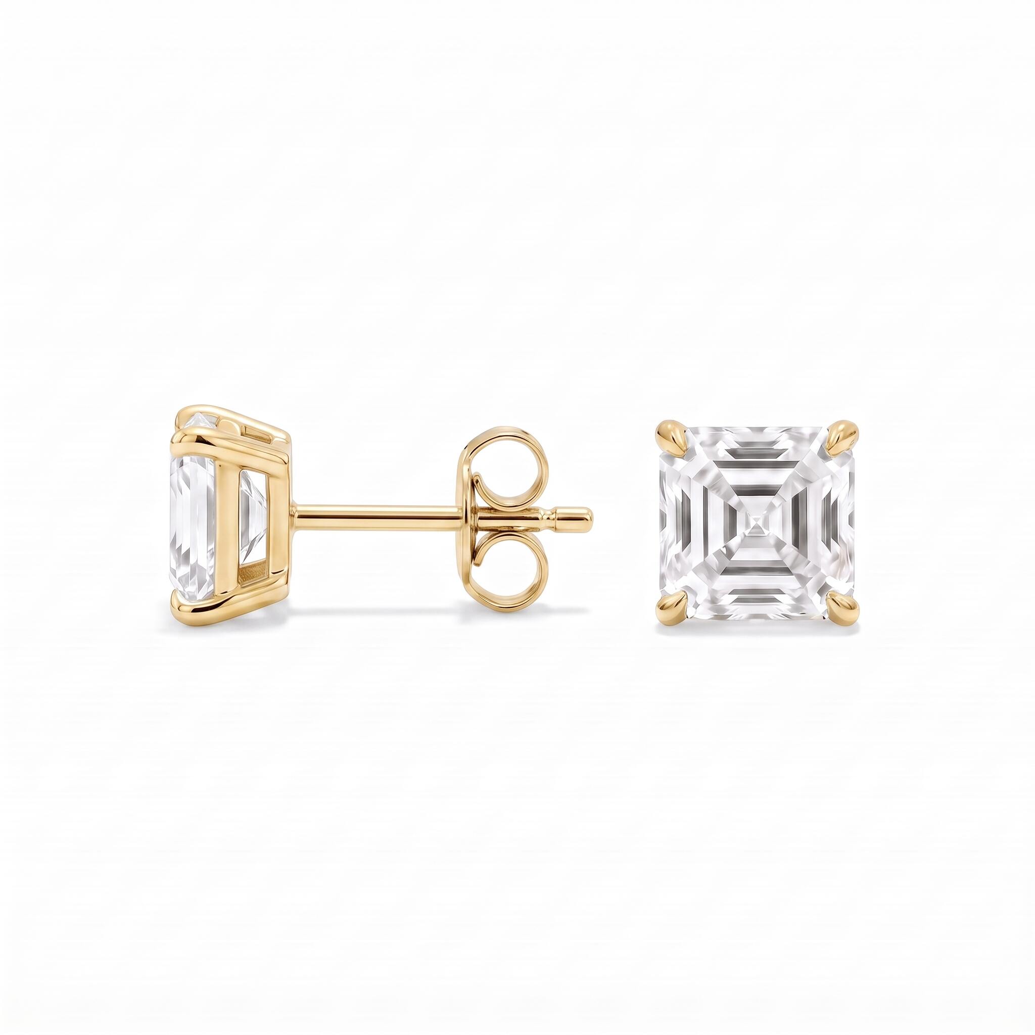 Asscher Cut Lab Diamond Stud Earrings (1.5 ct. tw.) in Gold Vermeil