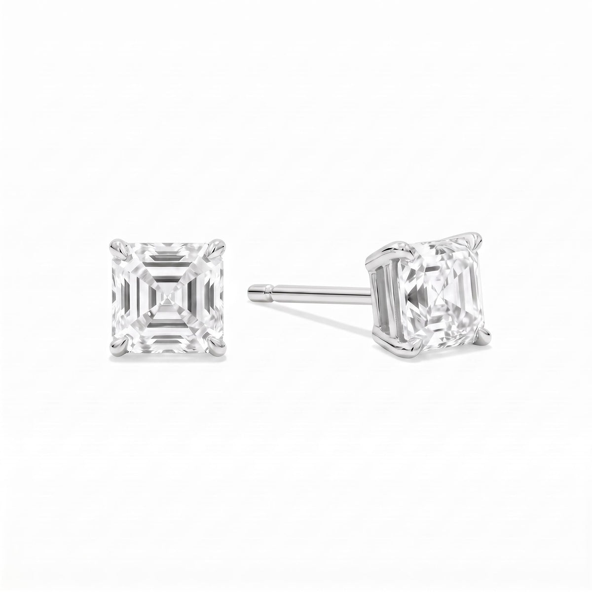 Asscher Cut Lab Diamond Stud Earrings (1.5 ct. tw.) in Sterling Silver