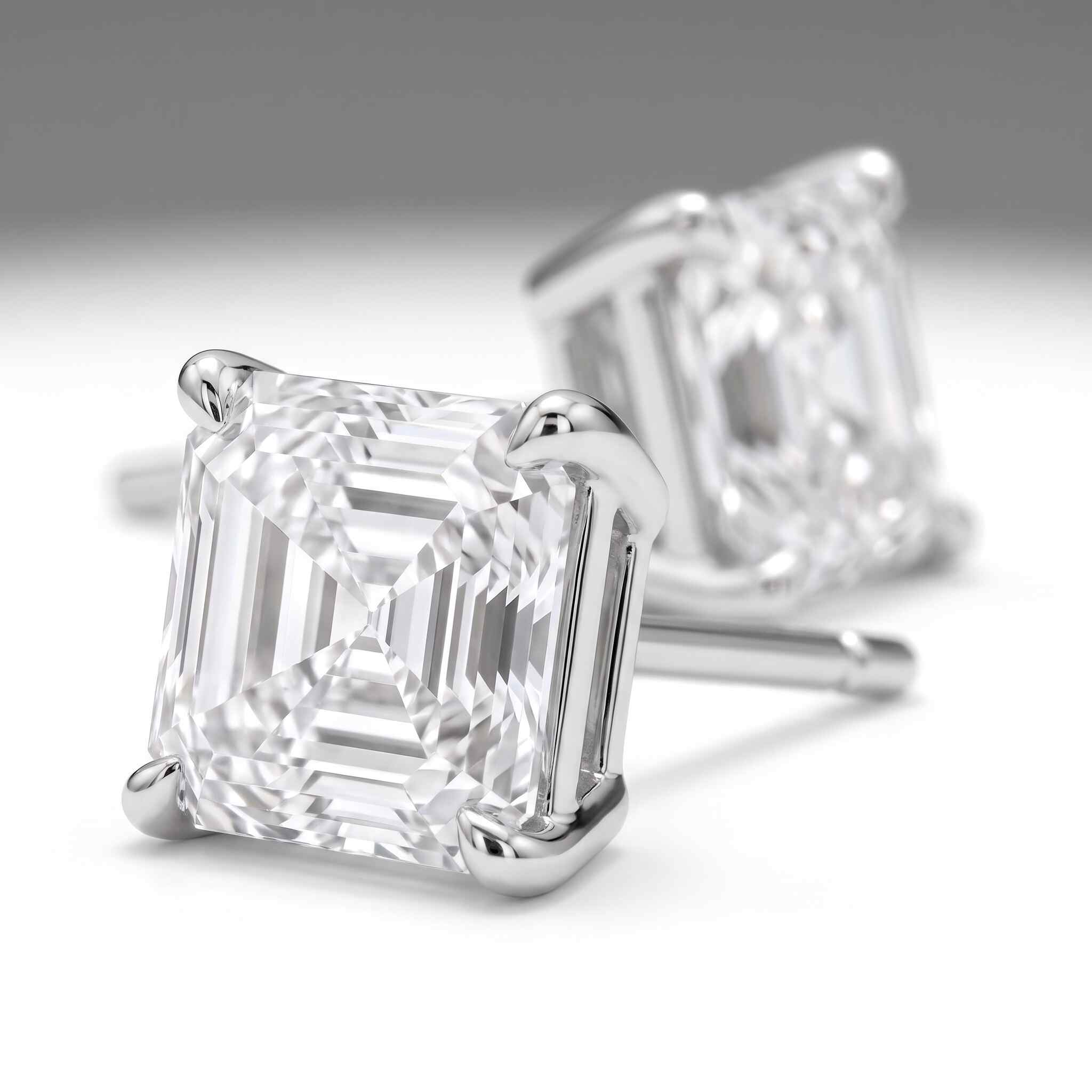 Asscher Cut Lab Diamond Stud Earrings (1.5 ct. tw.) in Sterling Silver