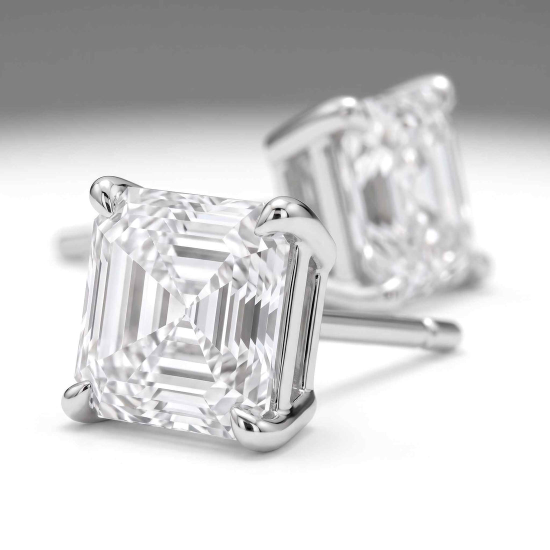 Asscher Cut Lab Diamond Stud Earrings (1.5 ct. tw.) in Sterling Silver