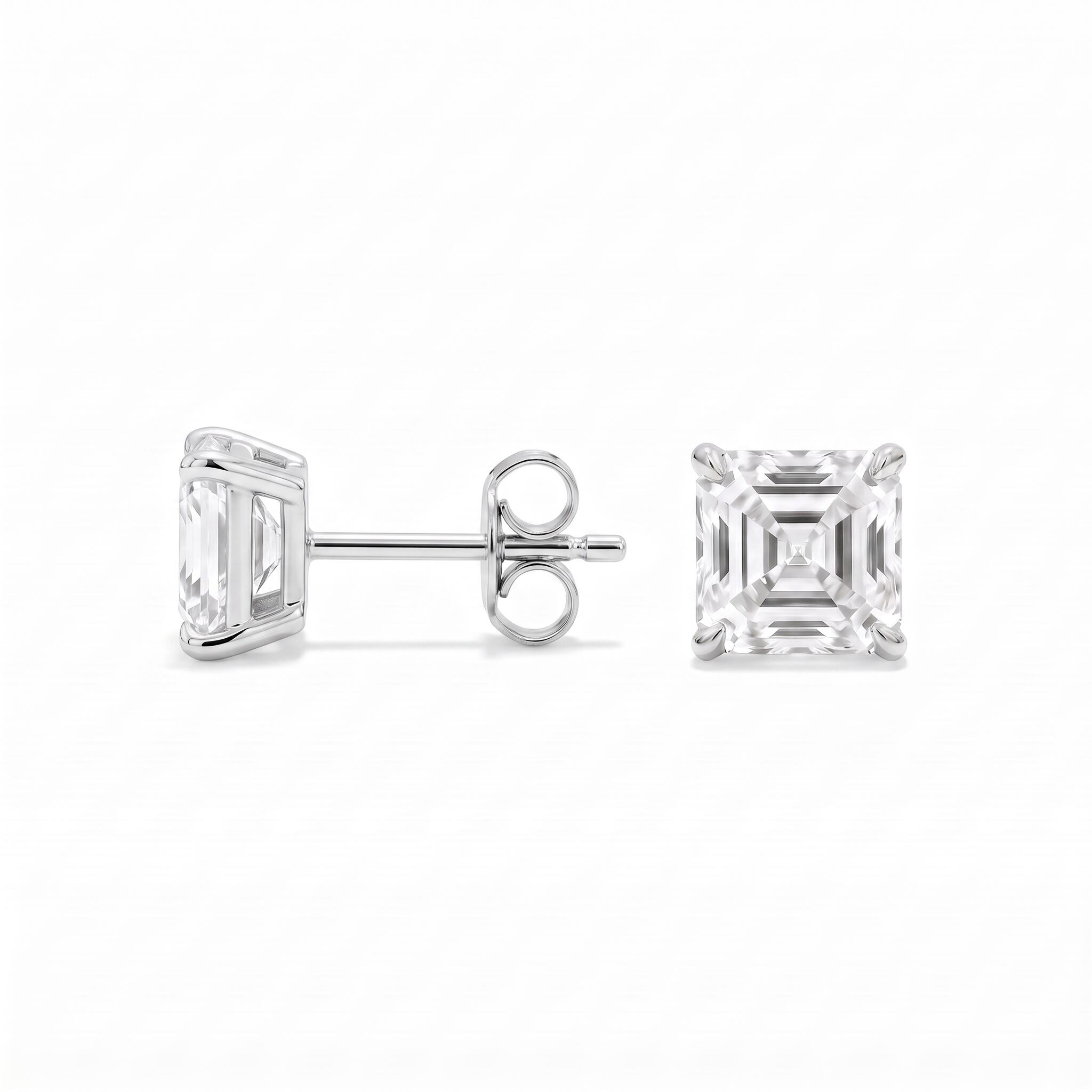 Asscher Cut Lab Diamond Stud Earrings (1.5 ct. tw.) in Sterling Silver