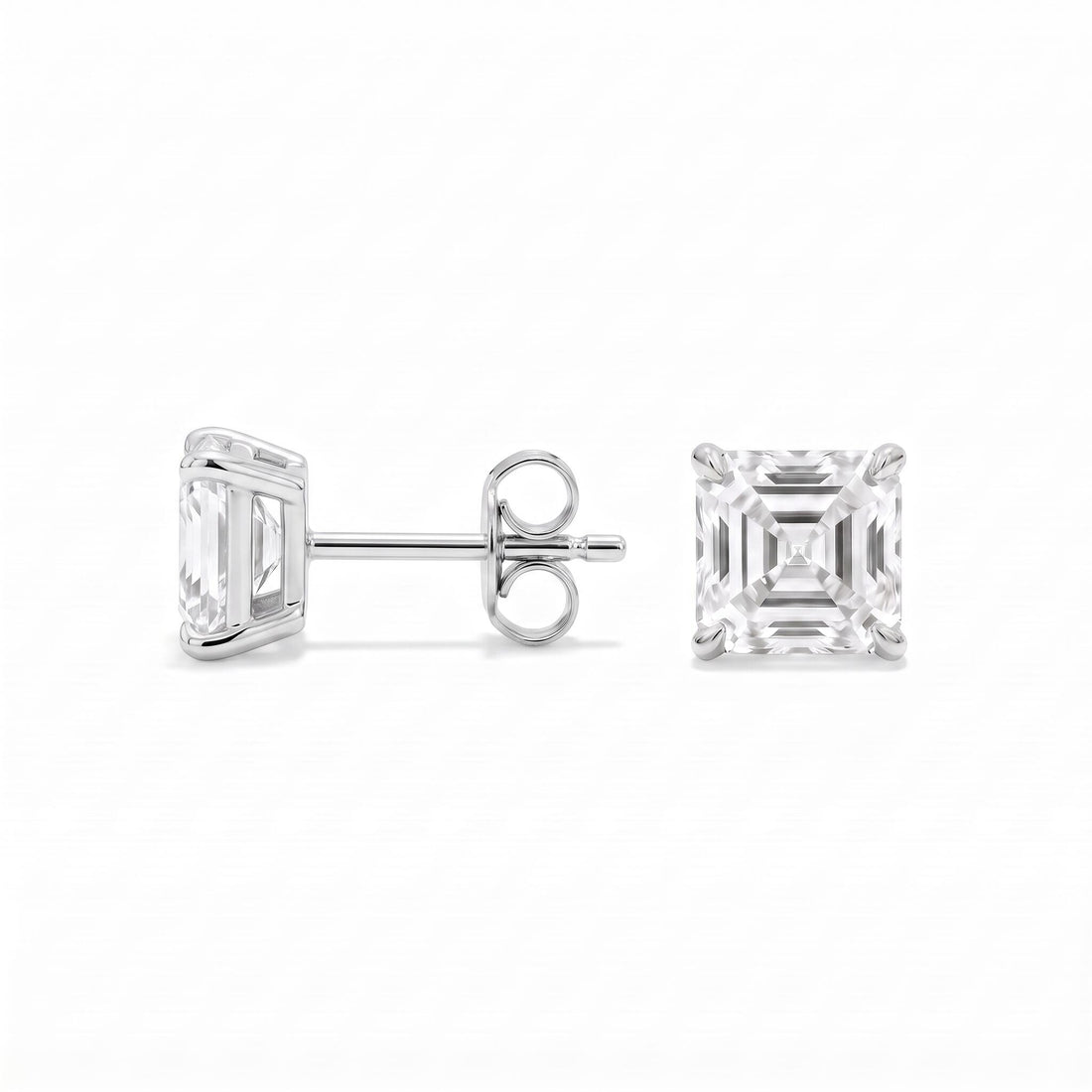Asscher Cut Lab Diamond Stud Earrings (1.5 ct. tw.) in Sterling Silver