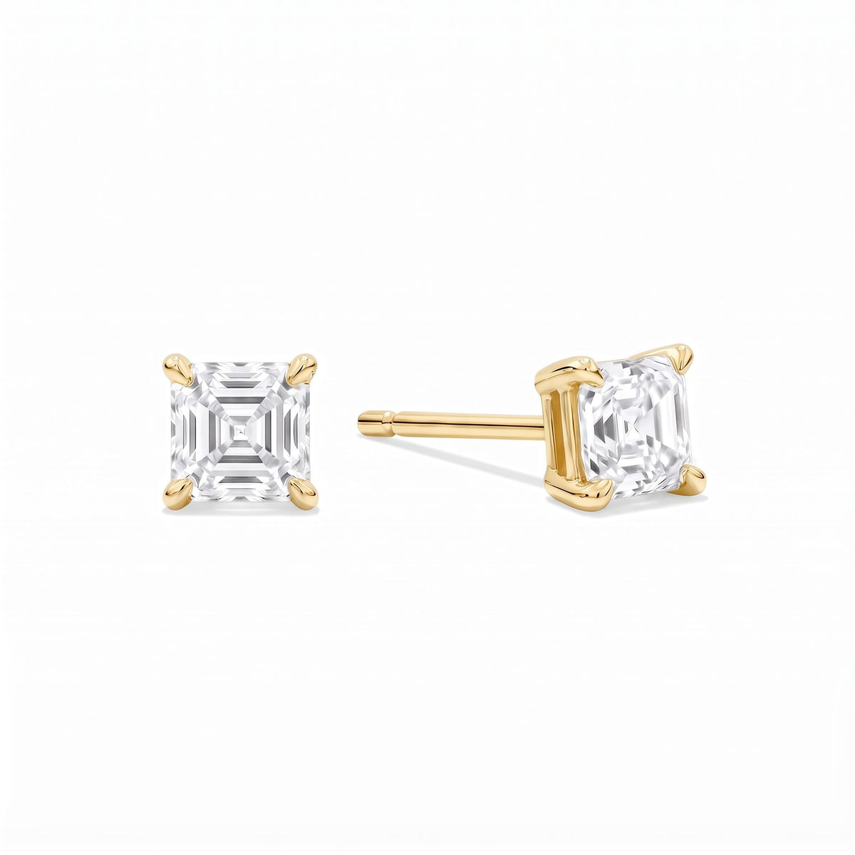 Asscher Cut Lab Diamond Stud Earrings (1 ct. tw.) in Gold Vermeil