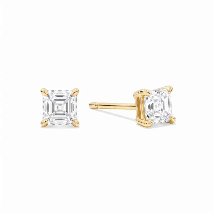 Asscher Cut Lab Diamond Stud Earrings (1 ct. tw.) in Gold Vermeil
