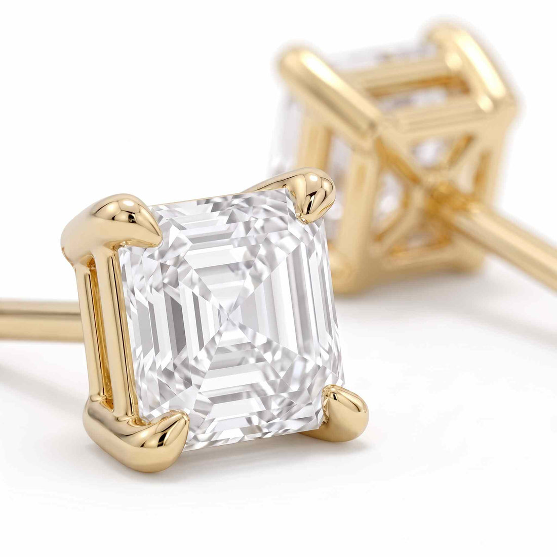 Asscher Cut Lab Diamond Stud Earrings (1 ct. tw.) in Gold Vermeil