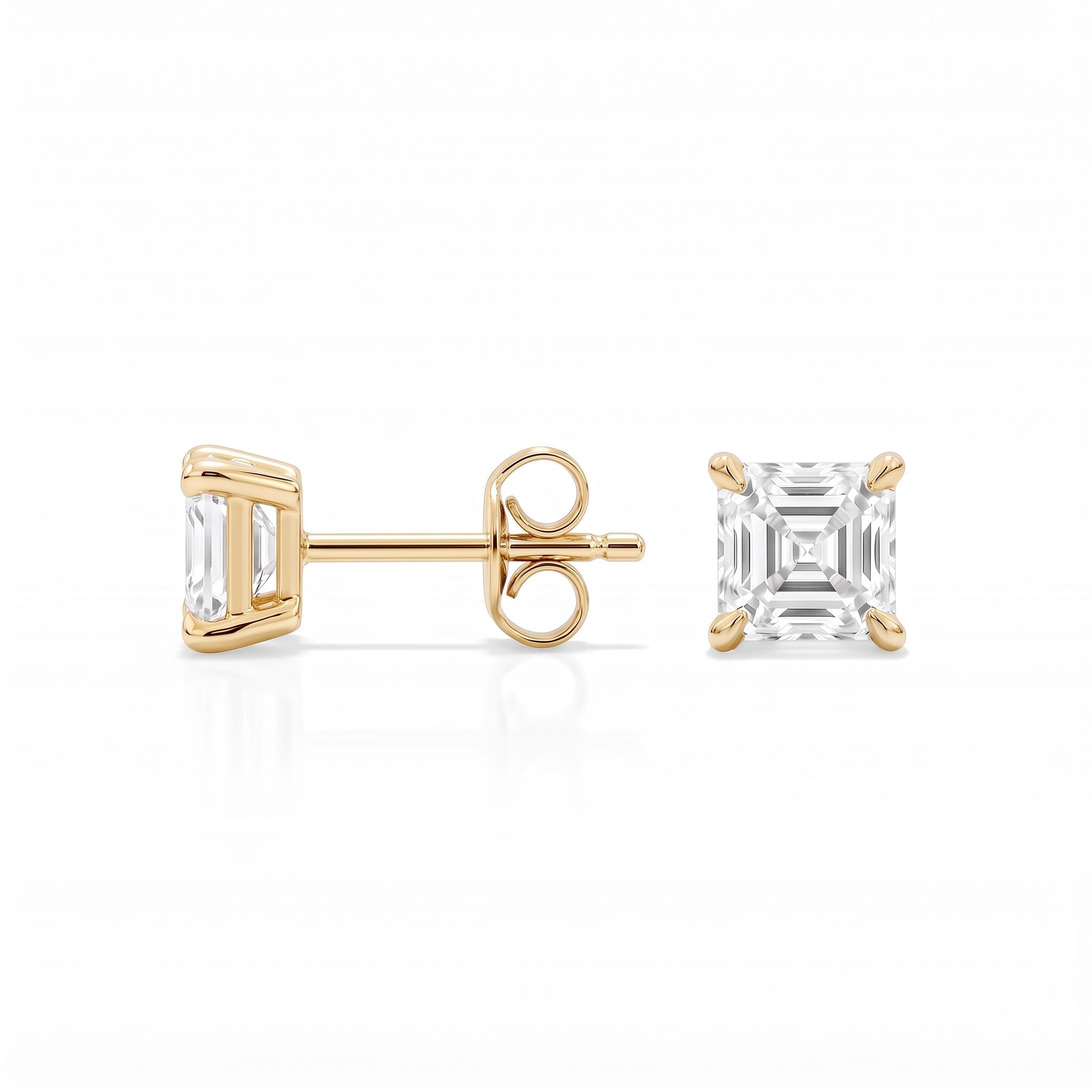Asscher Cut Lab Diamond Stud Earrings (1 ct. tw.) in Gold Vermeil