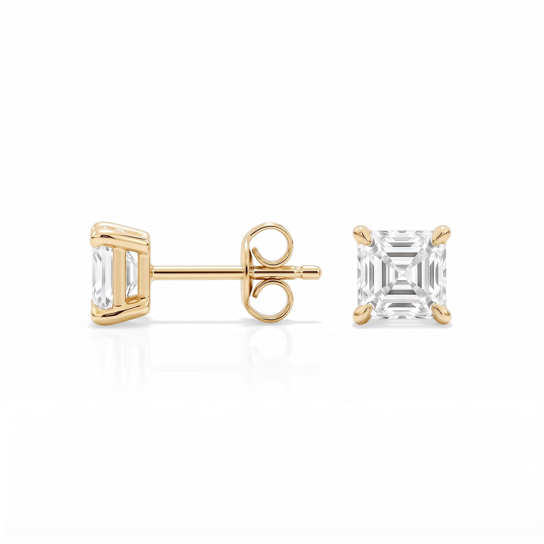 Asscher Cut Lab Diamond Stud Earrings (1 ct. tw.) in Gold Vermeil