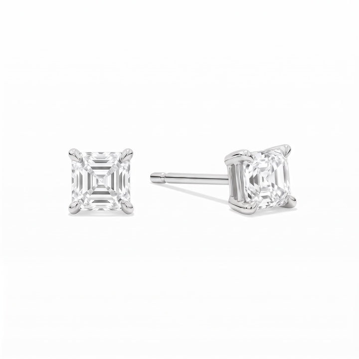 Asscher Cut Lab Diamond Stud Earrings (1 ct. tw.) in Sterling Silver