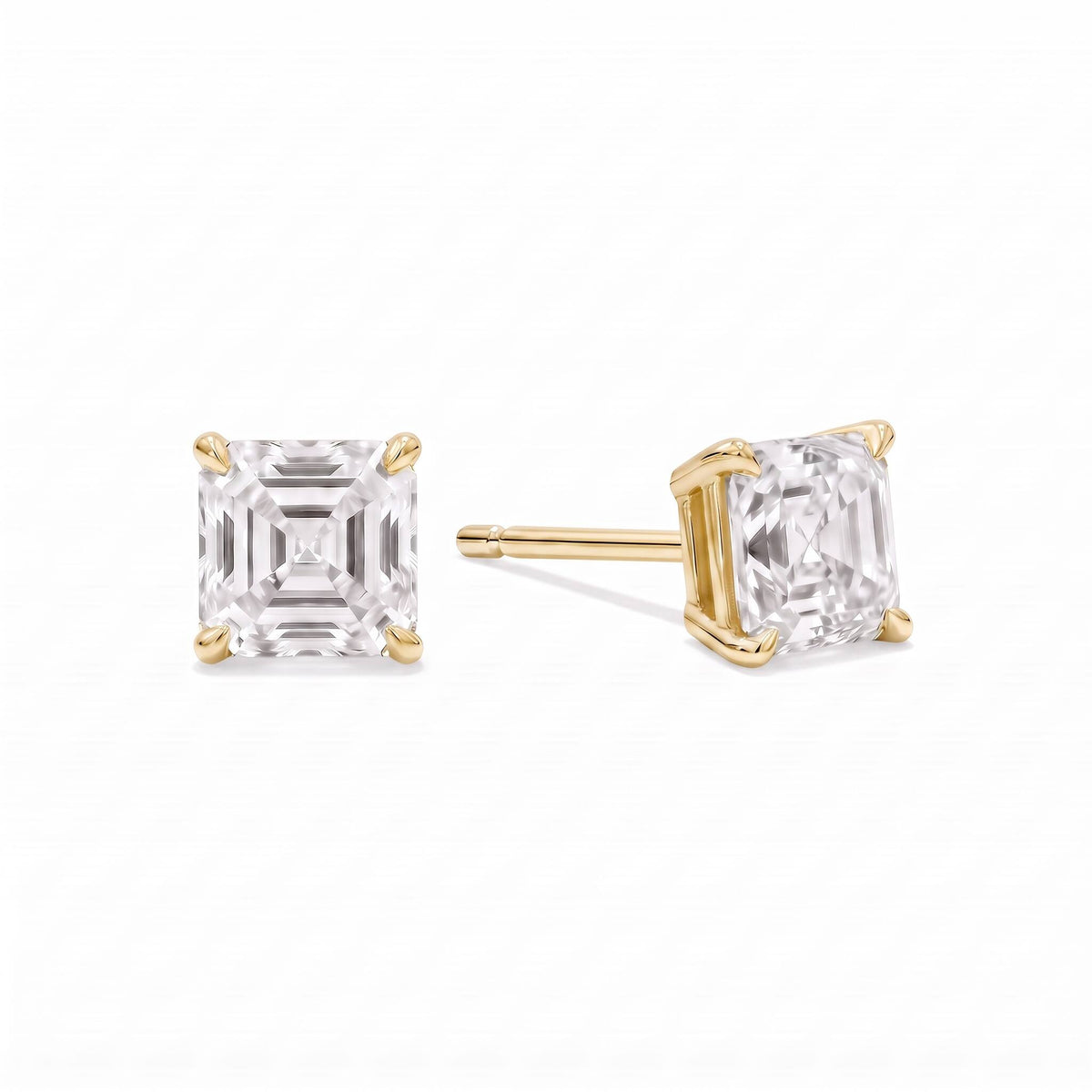 Asscher Cut Lab Diamond Stud Earrings (2 ct. tw.) in Gold Vermeil