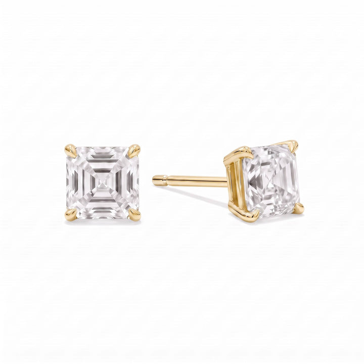 Asscher Cut Lab Diamond Stud Earrings (2 ct. tw.) in Gold Vermeil