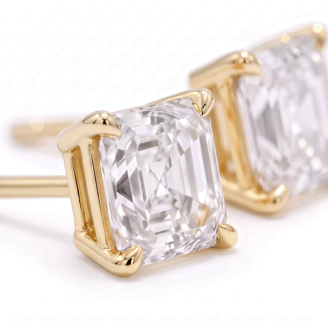 Asscher Cut Lab Diamond Stud Earrings (2 ct. tw.) in Gold Vermeil