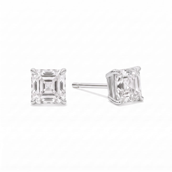 Asscher Cut Lab Diamond Stud Earrings (2 ct. tw.) in Sterling Silver