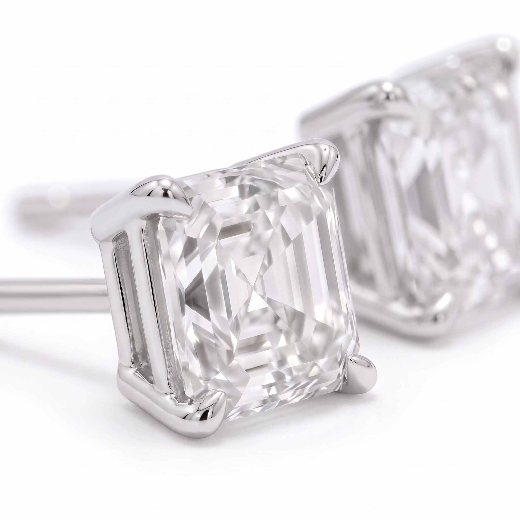 Asscher Cut Lab Diamond Stud Earrings (2 ct. tw.) in Sterling Silver