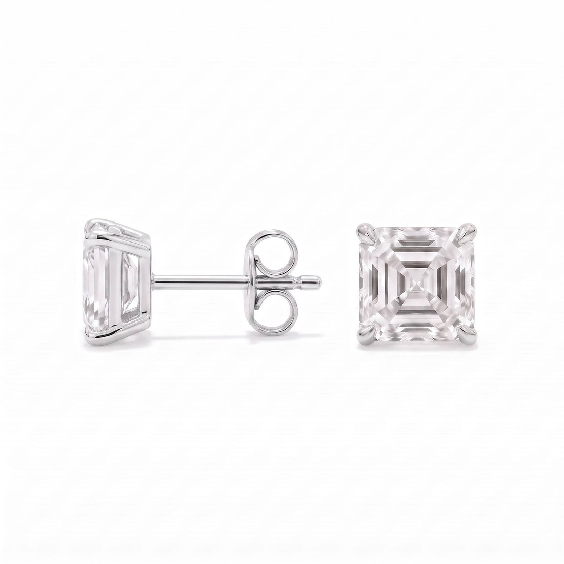 Asscher Cut Lab Diamond Stud Earrings (2 ct. tw.) in Sterling Silver