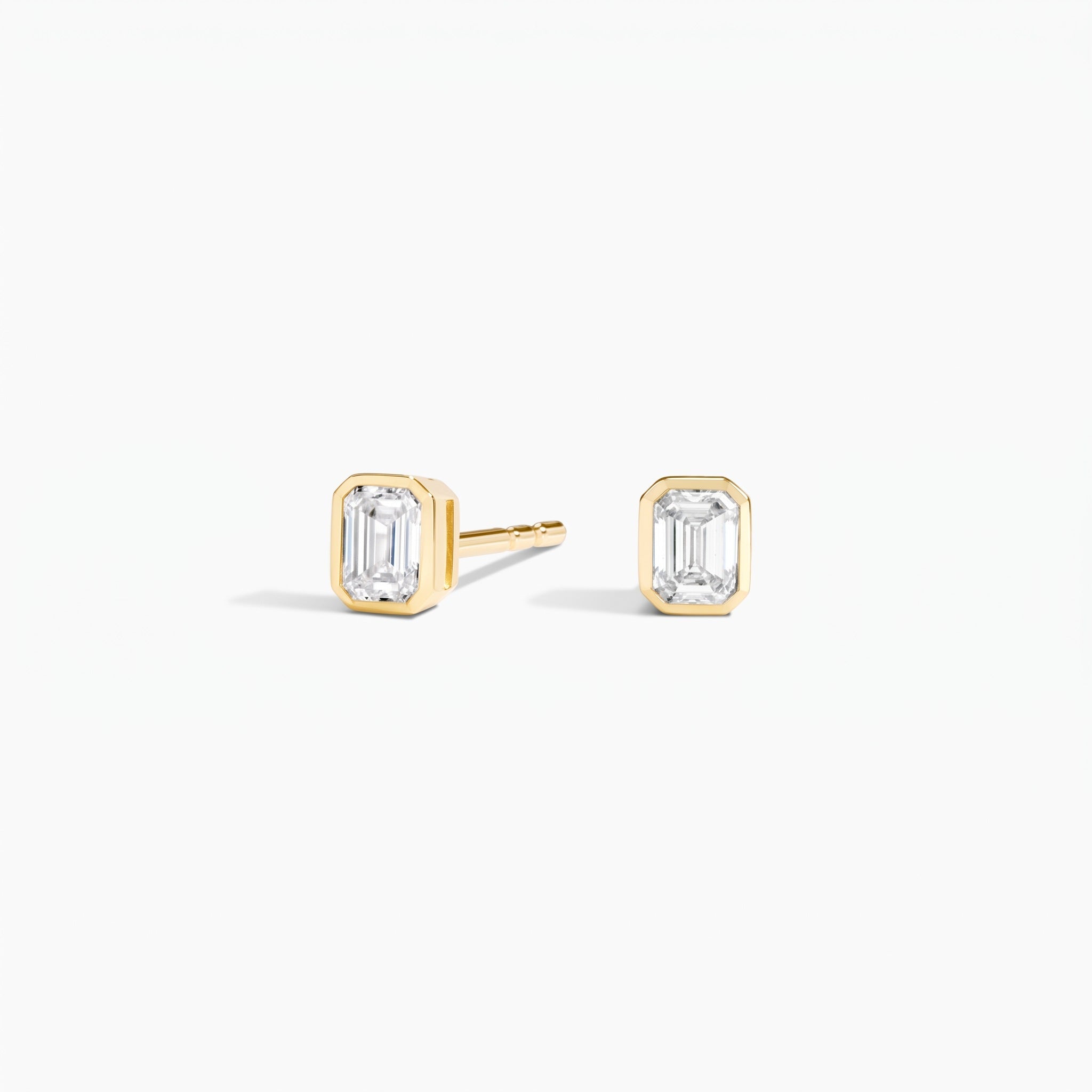 Emerald Cut Bezel Lab Diamond Stud Earrings (0.25 ct. tw.) in Gold Vermeil
