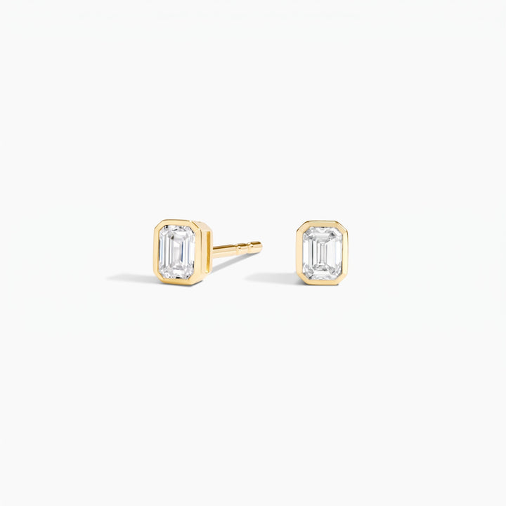 Emerald Cut Bezel Lab Diamond Stud Earrings (0.25 ct. tw.) in Gold Vermeil