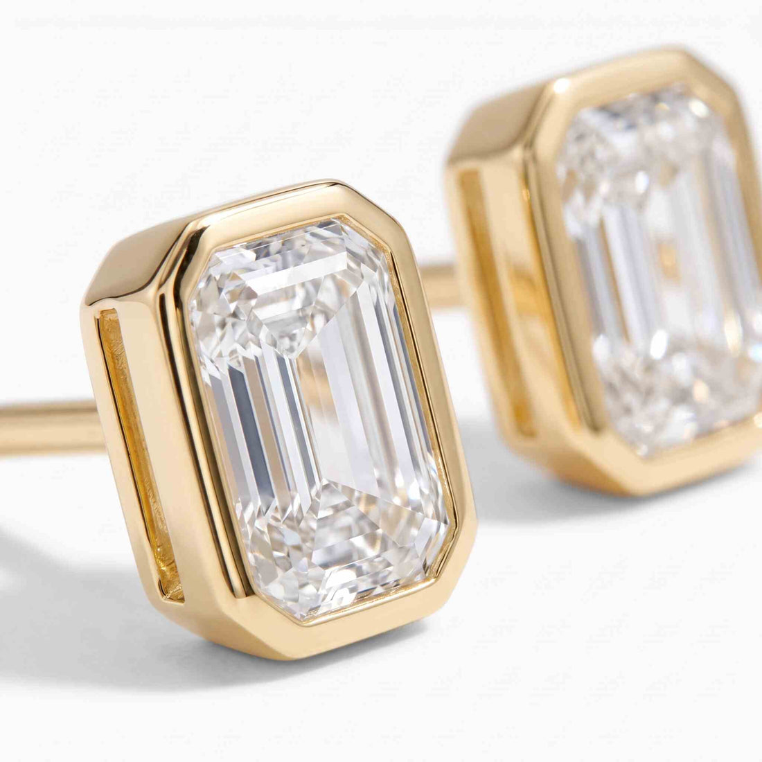 Emerald Cut Bezel Lab Diamond Stud Earrings (0.25 ct. tw.) in Gold Vermeil