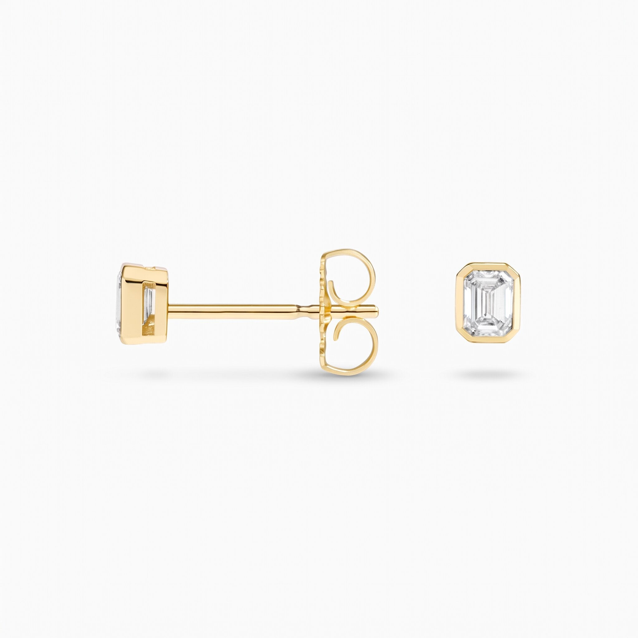 Emerald Cut Bezel Lab Diamond Stud Earrings (0.25 ct. tw.) in Gold Vermeil