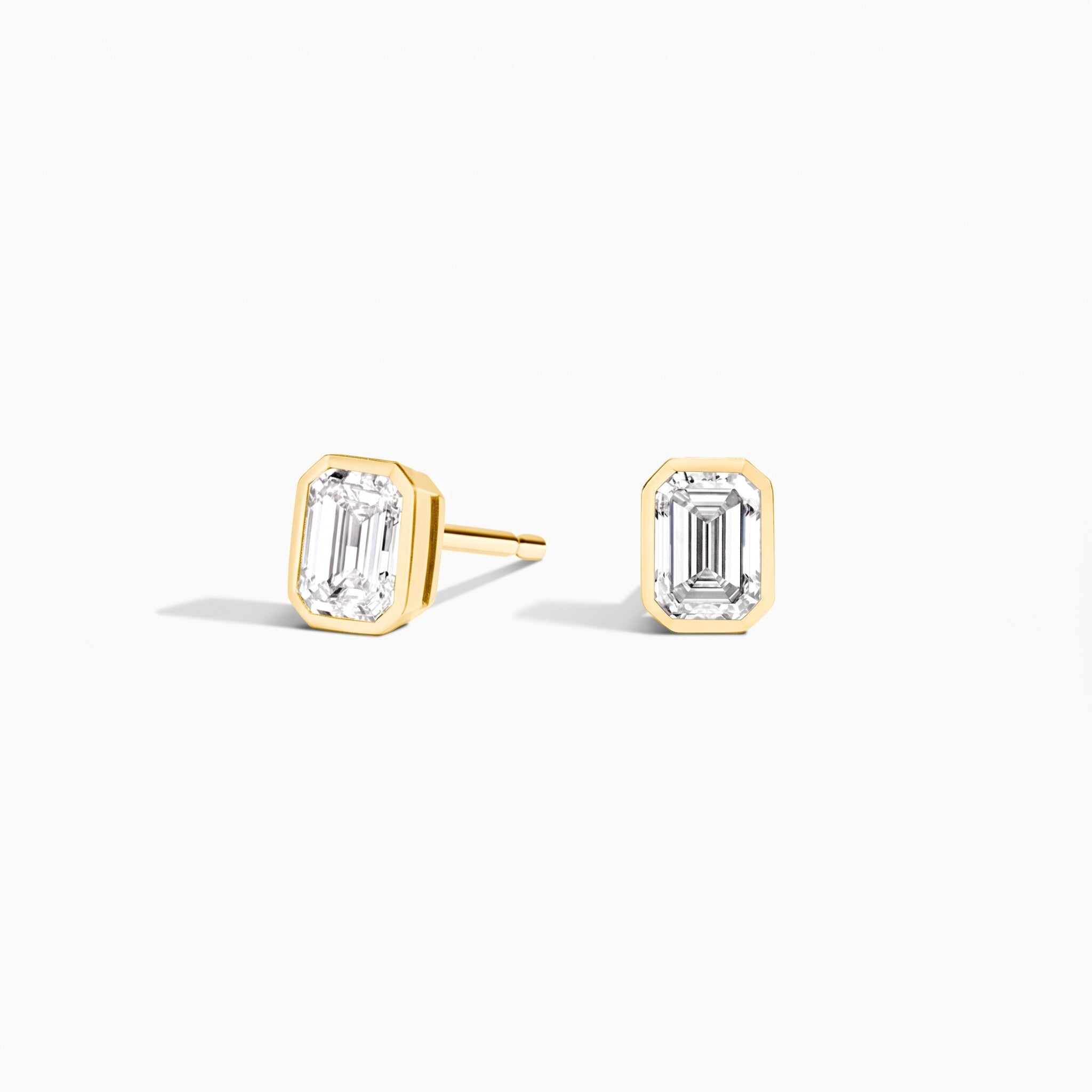Emerald Cut Bezel Lab Diamond Stud Earrings (0.50 ct. tw.) in Gold Vermeil