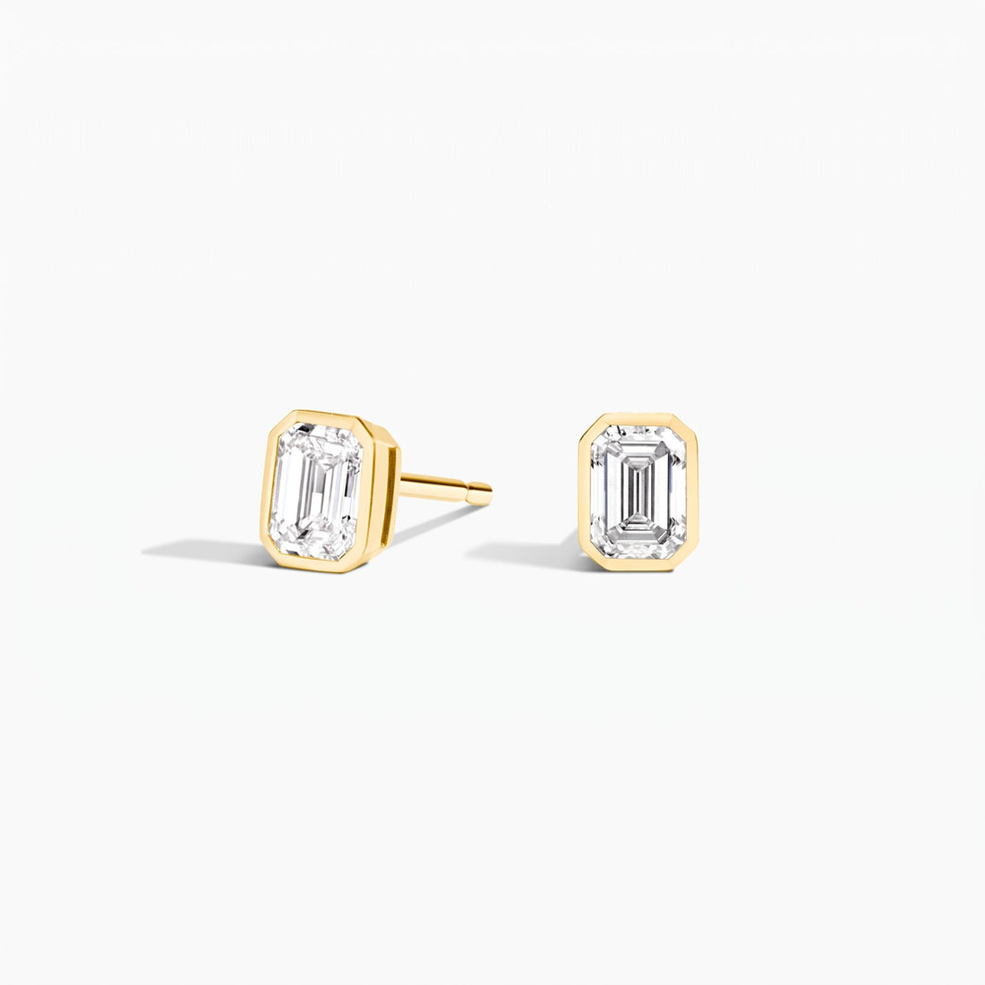 Emerald Cut Bezel Lab Diamond Stud Earrings (0.50 ct. tw.) in Gold Vermeil
