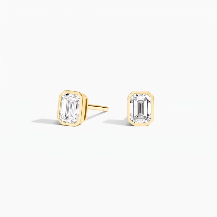 Emerald Cut Bezel Lab Diamond Stud Earrings (0.50 ct. tw.) in Gold Vermeil