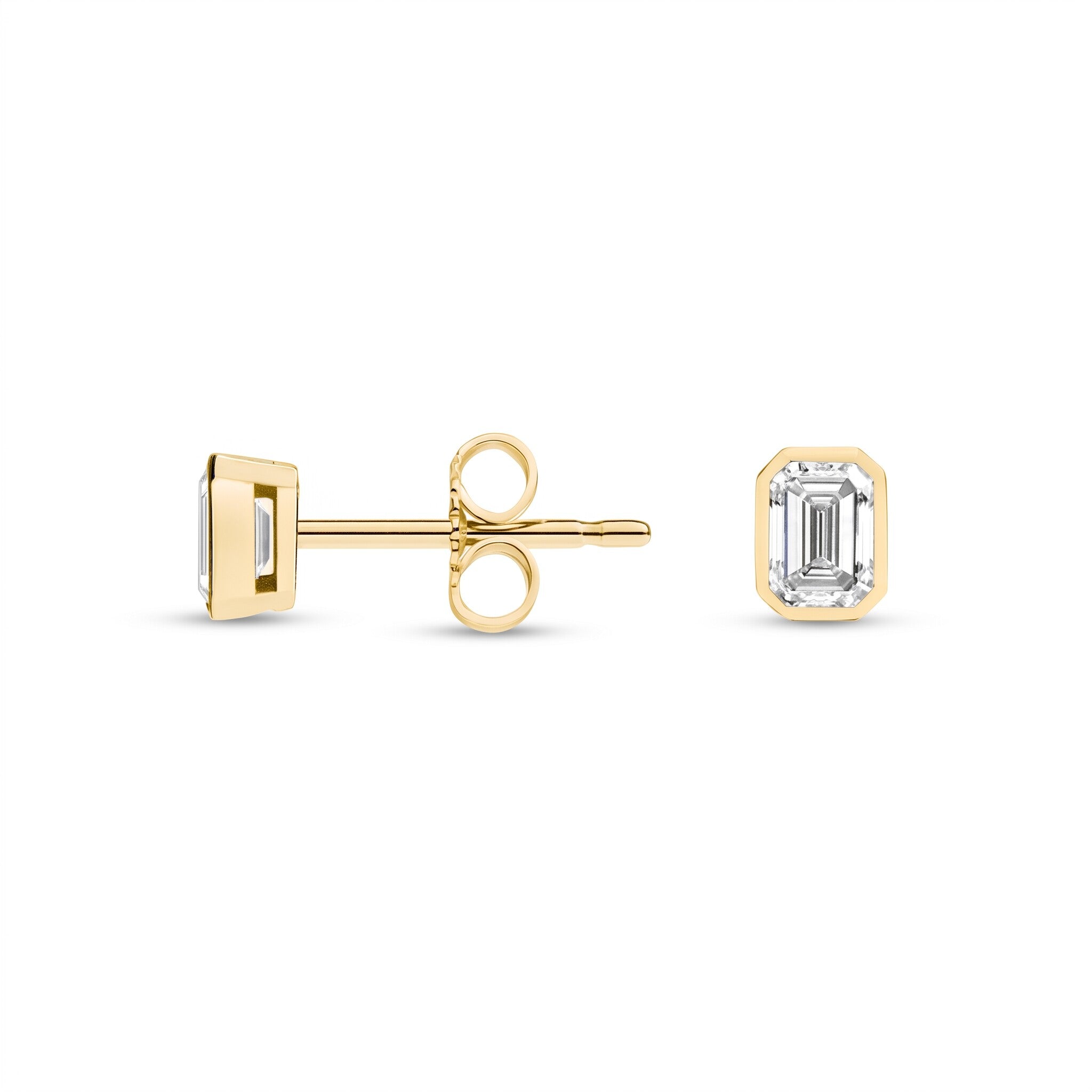 Emerald Cut Bezel Lab Diamond Stud Earrings (0.50 ct. tw.) in Gold Vermeil
