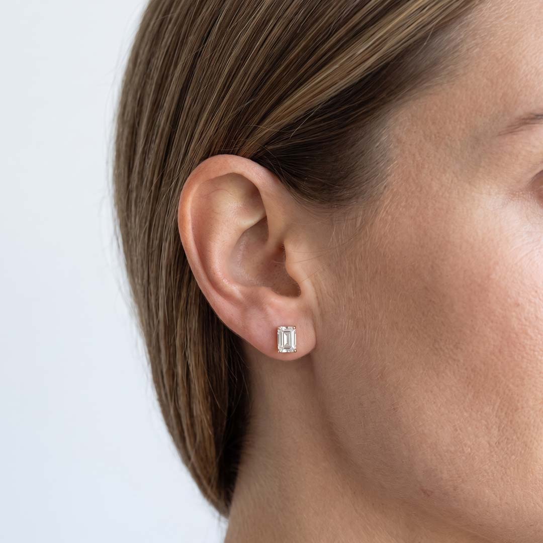 Emerald Cut Lab Diamond Stud Earrings (0.50 ct. tw.) in Gold Vermeil